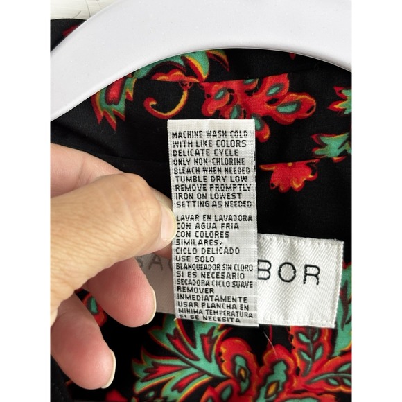 Sag Harbor‎ Womens Wrap Dress Black Red Floral Pointed Collar Size 12 Tall 0304 - Picture 2 of 12